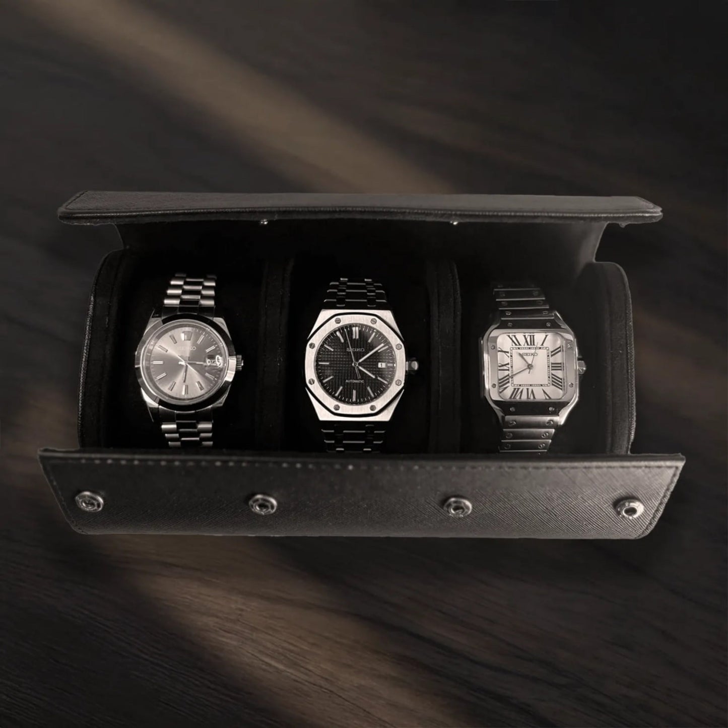 Triple Leather Watch Case